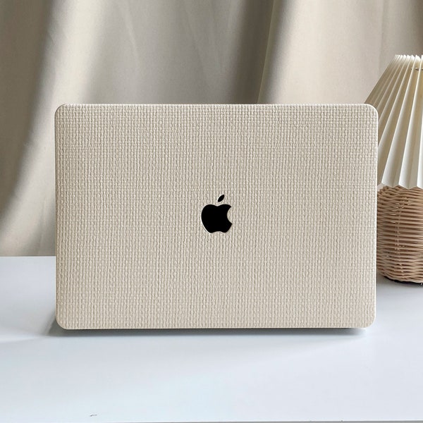 Cream Woven Leather MacBook Case for New MacBook Pro 13 16 15 Pro 14 A2442 Air 13 12 inch 2022 M2 Air 13 A2681 M2 Pro 13