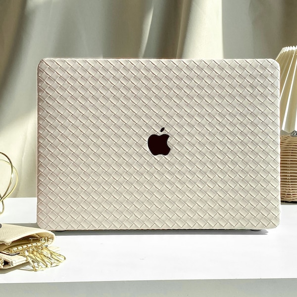 Funda MacBook de cuero tejido beige única para el nuevo MacBook Pro 13 16 15 Pro 14 A2442 Air 13 12 pulgadas 2022 M2 Air 13 A2681 M2 Pro 13