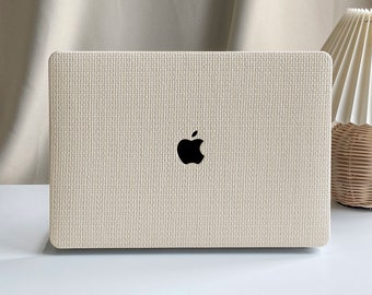 Cream Woven Leather MacBook Case for New MacBook Pro 13 16 15 Pro 14 A2442 Air 13 12 inch 2022 M2 Air 13 A2681 M2 Pro 13