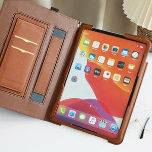 Étui pour iPad en cuir marron vintage pour Air 4 5, housse pour iPad pour iPad 10,2 10,9 11 12,9, étui pour iPad 2022 2021 2020, cadeau pour elle image 3