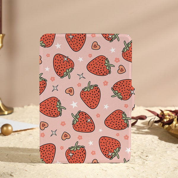 Strawberry Love Kindle Case, Personalization Kindle Case,  All new kindle 6" 2022 Case, Kindle Paperwhite Case10 Gen, 11th Gen Case