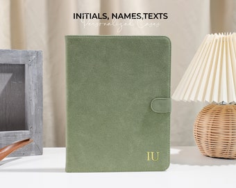 Étui pour iPad en cuir vert vintage pour Air 4 5, housse pour iPad pour iPad 10,2" 10,9" 11" 12,9", étui pour iPad 2022 2021 2020, cadeau pour elle