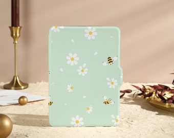 Étui pour Kindle avec abeille en fleurs, étui Kindle à personnaliser, tout nouvel étui Kindle 6 pouces 2022, étui pour Kindle Paperwhite 10 génération, étui de 11e génération