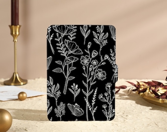 Black Botanical Theory Kindle Case, Personnalisation Kindle Case, All new kindle 6" 2022 Case, Kindle Paperwhite Case10 Gen, 11th Gen Case