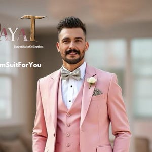 Men’s Premium Light Pink 3 Piece Suit | Custom-Tailored Wedding & Formal Wear | Perfect for Grooms, Events and Dinners |