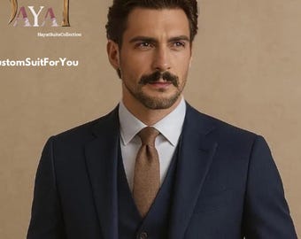 Men's Navy Blue 3-Piece Suit: Custom-Tailored Wedding & Formal Wear Groom Attire