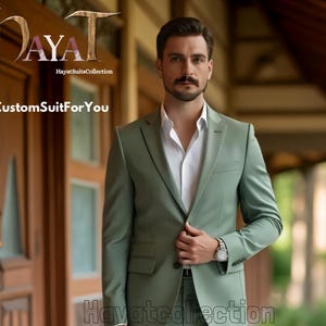 Mint Green Men's 2 Piece Suit: Custom Wedding Suit Groom Attire