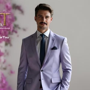 Men&#39;s Lavender 2-Piece Suit | Custom-Tailored Wedding & Formal Wear | Perfect for Grooms, Events and Dinners |