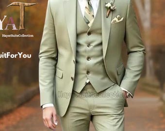 Luxury Mint Green 3-Piece Suit: Custom Tailored Men's Wedding & Formal Wear Suits
