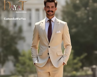 Traje beige para hombre: trajes de boda y formales de dos piezas a medida