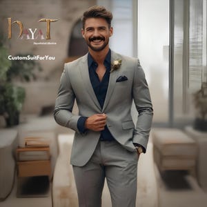 Men's Grey 2-Piece Suit | Custom-Tailored Wedding & Formal Wear | Perfect for Grooms, Events and Dinners |