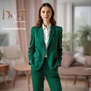 Women’s Green colour 2-Piece Suit | Custom-Tailored Wedding & Formal Wear | Perfect for Grooms, Events and Dinners |