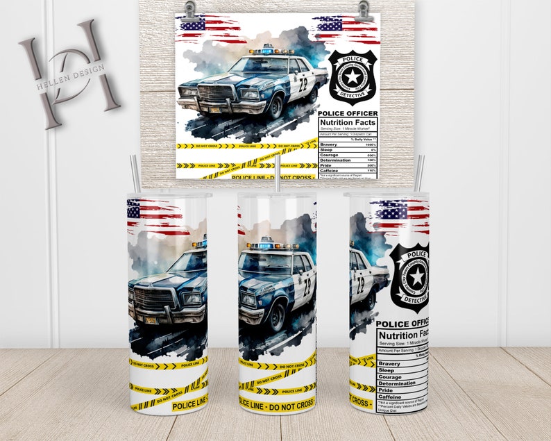 Police Tumbler, Police Officer Gifts, 20 Oz Skinny Sublimation Tumbler