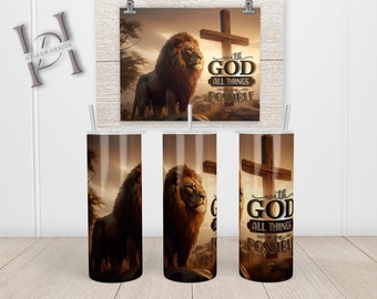 With God All Things Are Possible PNG, God Christian PNG, Bible Verse PNG, God Saying, Faith Png, Lion tumbler, 20oz tumbler Digital Download