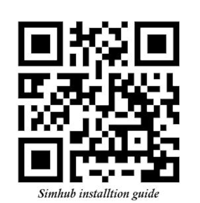 May include: Black and white QR code with the text "Simhub installation guide" below.