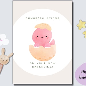 Printable New Baby Card Hatchling Greeting Card New Parents Expecting Parents First Time Parents Baby Boy Baby Girl Card