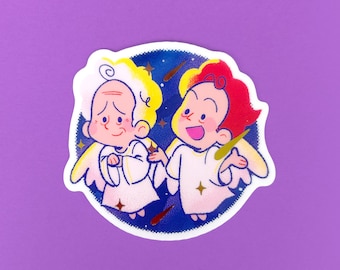 Aziraphale & Crowley 2.5&quot; Gold Foil Sticker | Good Omens
