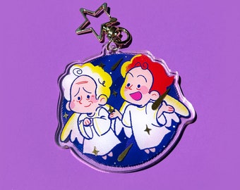 Charm en feuille d'or de 2,5 pouces Aziraphale & Crowley | De bon augure