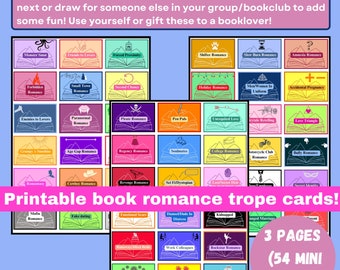 Tarjetas de clichés románticos imprimibles Tarjetas sorpresa de libros románticos Tarjetas de clichés para clubes de lectura Tarjetas para lectores de libros románticos Regalo para amantes de los libros románticos Club de lectura