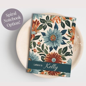 Diario de flores personalizado, diario floral con texto personalizado, cuaderno con diseño de arte popular español, diario personal, cartas para regalo de papelería personalizable
