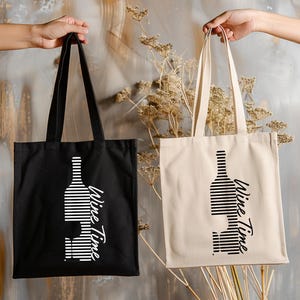 Wine Time Canvas Tote Bag Wine Vacation Group Gift Girl&#39;s Trip Birthday Vineyard Accessory Wine Tasting Weekend Wine Country Bachelorette