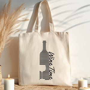 Wine Time Canvas Tote Bag Wine Vacation Group Gift Girl&#39;s Trip Birthday Vineyard Accessory Wine Tasting Weekend Wine Country Bachelorette