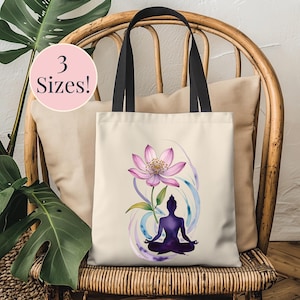 Yoga Tote Bag Meditation Reusable Bag Yoga Teacher Tote Bag Inspirational lotus Cloth Bag Zen Grocery Bag Affirmation Gift Yoga Accessories