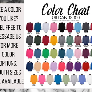 Pode incluir: Tabela de cores de camisolas de gola redonda Gildan 18000 de mistura pesada em v&aacute;rias cores, incluindo Antique Cherry Red, Ash, Black, Carolina Blue e Navy. Tamanhos juvenis dispon&iacute;veis. Contacte-nos para mais op&ccedil;&otilde;es de cores.