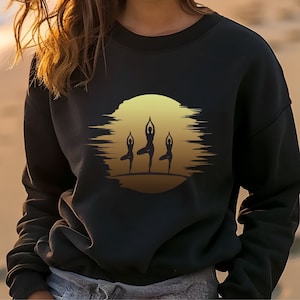 Yoga Sweatshirt Fall Yoga Sweater Spiritual Tee Zen and Meditation Pullover Group Yoga Shirt Moon and Meditation Inspirational Top