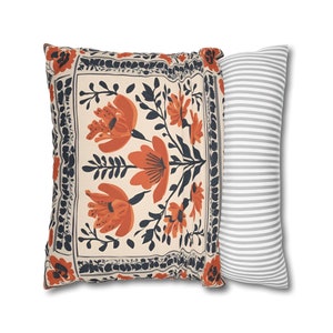 Blommig lantlig kudde med folkkonst örngott bondgårdsblommor accessoarkudde söt inflyttningspresent boho prydnadskudde säsongsbetonad höstkudde bild 6