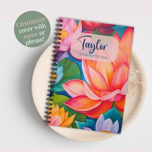 Personalized Lotus Spiral Notebook Chakra Lotus Flower Healing Gift Floral Aunt Gift Inspirational Journal Self Care Journal Yoga Teacher
