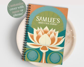 Personalized Lotus Spiral Notebook Art Deco Lotus Flower Meditation Gift Inspirational Journal Positive Affirmation Gift Custom Journal