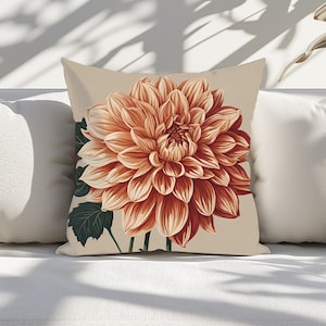 Dahlikudde Persika Dahlikudd Örngott Elegant inflyttningspresent Dahliadekor Blomsterpresent