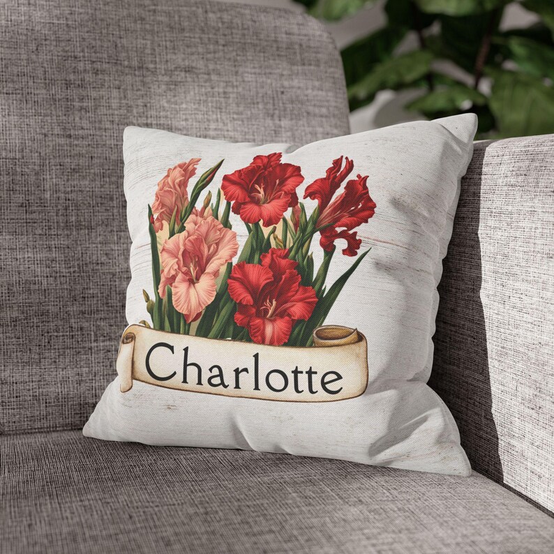 Personalized Birth Flower Pillow Custom Name Floral Pillow Vintage ...