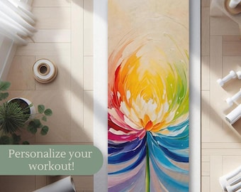 Personalized Chakra Flower Yoga Mat Custom Name Yoga Gift Hybrid Style Hot Yoga Mat Graphic Art Workout Mat Yoga Studio Accessories