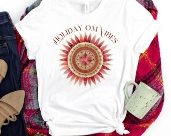 Holiday Om Vibes Yoga T-shirt Christmas Mandala Yoga Shirt Holiday Meditation Tee Group Yoga Instructor HolidayTee