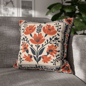 Blommig lantlig kudde med folkkonst örngott bondgårdsblommor accessoarkudde söt inflyttningspresent boho prydnadskudde säsongsbetonad höstkudde bild 7