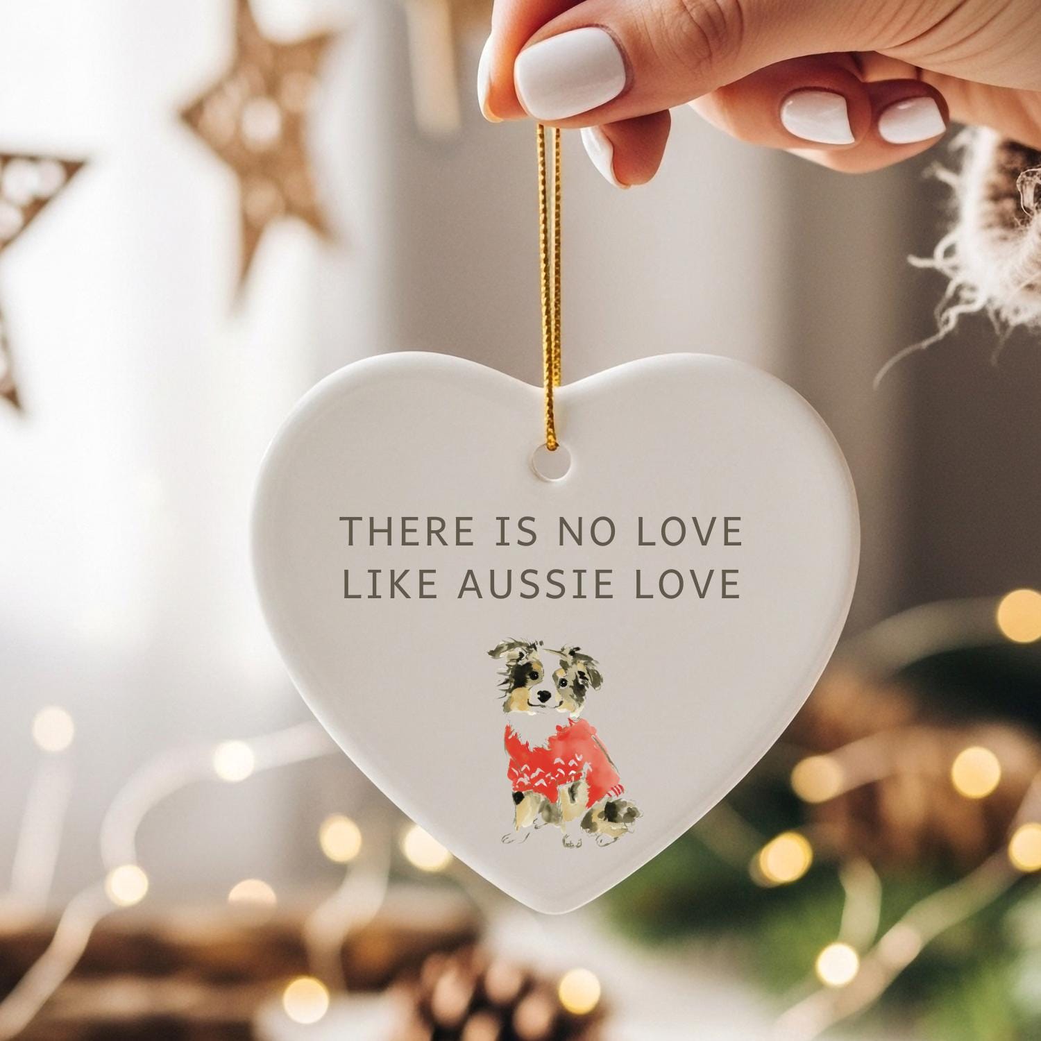 Personalized Australian Shepard Heart Ornament - Personal Message Dog ...