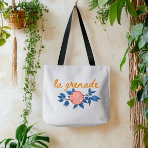 Pomegranate Vintage Style French Tote Bag Weekend Farmer&#39;s Market Reusable Grocery bag Garden Lover Gift Vegetable Lover Boho Gift