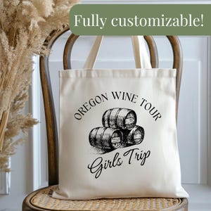 Custom Destination Wine Country Tote Commemorative Girls Trip Gift Weekend Winery Canvas Bag Personalized Wine Tasting Bachelorette Gift