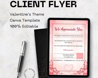 Valentines Client Appreciation Flyer | Canva Editable Business Thank You Template