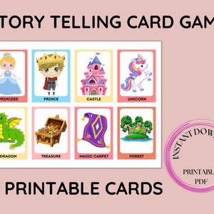 Jeu de cartes racontant une histoire | Cartes mnémotechniques pour raconter une histoire | École à la maison imprimable | Jeu familial éducatif | Jeu de cartes magiques Story | Construction d'une histoire