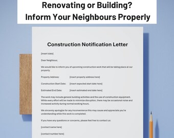 Construction Notification Letter Template | Editable Neighbor Notice (PDF & MS Word)