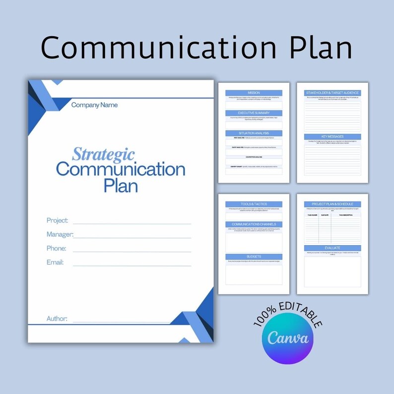 Strategic Communication Plan Template: Editable Canva Design (PDF) - Etsy