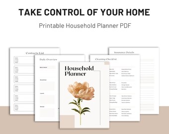 Household Management Planner Binder, Life Organizer Budget Template, Printable PDF Cleaning Plan