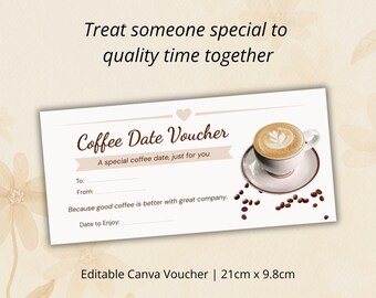 Editable Coffee Date Voucher, Romantic First Date Invite, Printable Gift Certificate