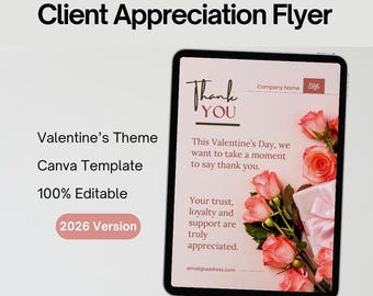 Professional Valentines Client Appreciation Flyer | Canva Editable Business Thank You Template