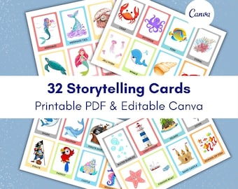 Storytelling Cards for Kids, Creative & Imaginative Play, Fun Educational Activity, Printable PDF, Canva Template