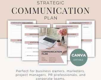 Strategic Communication Plan Template: Editable Canva Design (PDF)