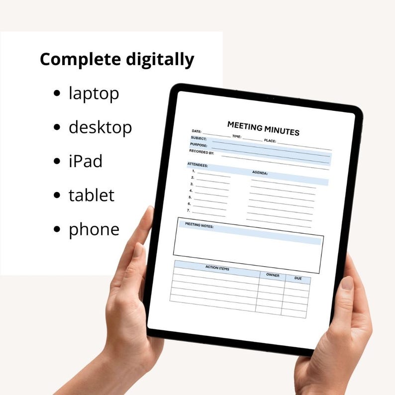 Business Meeting Minutes Template, Project Record, Agenda Notes (MS ...
